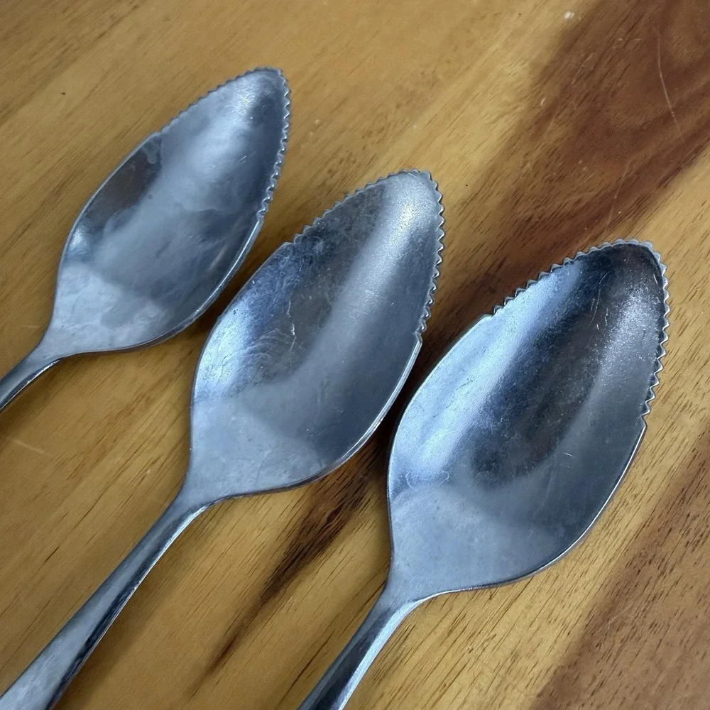 3‎ Vintage Taiwan Stainless Steel Serrated Grapefruit Citrus Spoons Replacement